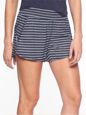 Athleta Navy Stripe 4” Racer Run Short